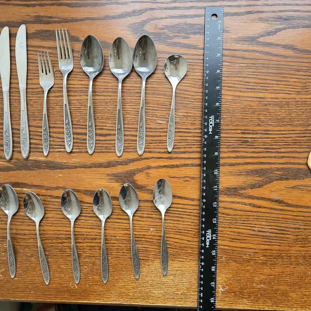 VTG MCM‎ Ekco Eterna Country Garden Silverware Lot 19 Pcs Stainless Steel Korea